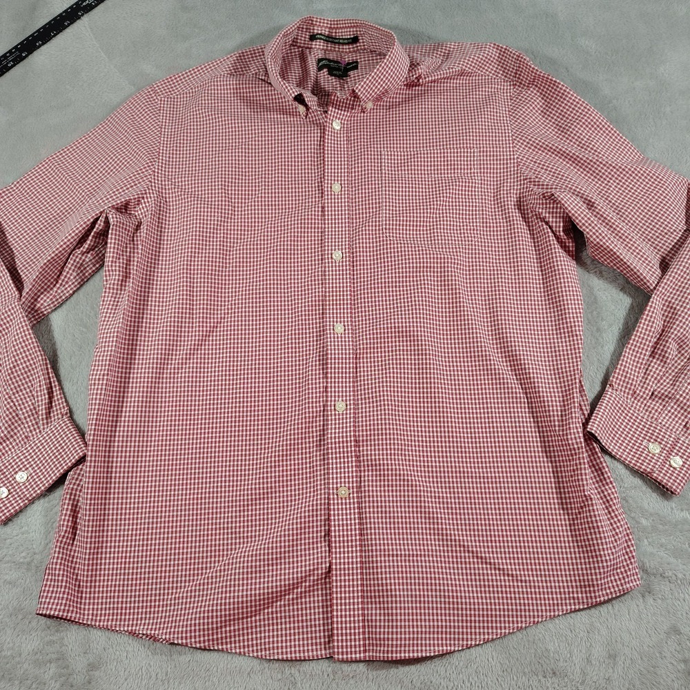 Eddie Bauer Shirt Men XL Red Plaid Preppy College Work Office Classic Comfort